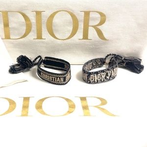 Christian Dior Bracelet Set Navy Blue Dior Oblique Cotton